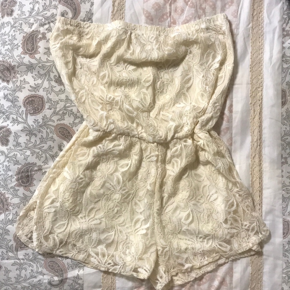 Bohemian Off White Lace Romper